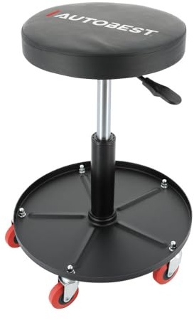 Autobest Tabouret de mécanicien réglable - Hauteur Max 52cm - Tabouret Atelier - 5 roulettes pivotantes