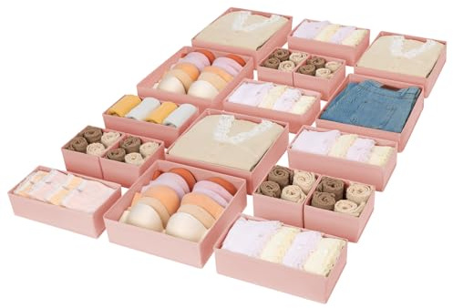 DIMJ 18Pack Baby Nursery Drawer Organiser Closet Organizer and Storage,Pink | for Closet Drawers, Dresser Shelves and Wardrobe Compartments Of All Standard Sizes