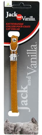 Jack and Vanilla, Collier en Cuir pour Chat, Design élégant et Durable, Ajustable avec Boucle de sécurité, Couleur Cognac, Taille 10mm x 30cm, Modèle Cuir Gras