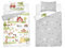 Kinder Bettwäsche Set Farm Motiv, 100 x 135 cm Bettbezug, 40 x 60 cm Kissenbezug, 100% Baumwolle, Bauernhof Design, Ökotex (Grau)