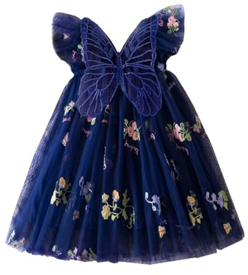 UUAISSO Tutu klänning för flickor ärmlös tyllklänning fjärilsbroderi födelsedagsfest prinsessa sommarklänning, Marinblå, 6-12 M�nader