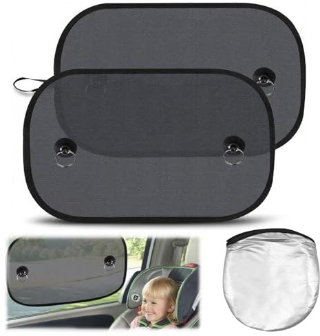 RXKFIGX 2 Piezas Parasol Coche Bebé,Protección UV, 50x30cm,Parasol Ventanas Traseras Adhesivo Coche, con 4 Ventosas y Bolsa de Almacenamiento,Protector Solar Niños,Paraso Coche Ventana