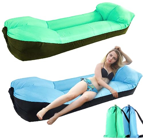 Camping Inflable Del Sofá De Aire - Diseño De Titular Rápido, Material Exterior Duradero | Ideal Para Senderismo, Playa Relajante, Asientos Portátiles En Festivales,