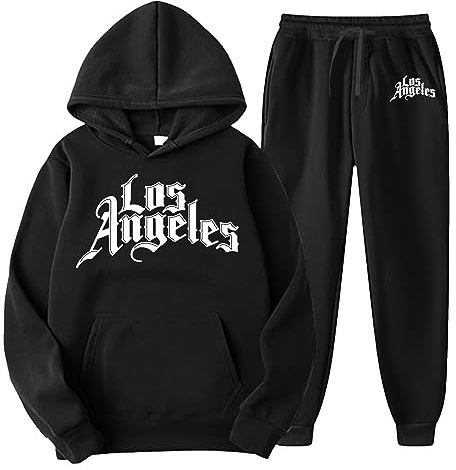 Men's Large Sizes Casual Letter Printed Pullover Trousers Sports Suit Military Tactical, black, XL
