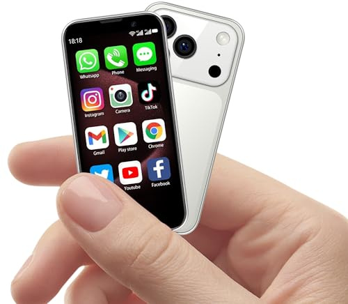 FOXIONO Mini smartphone con schermo HD da 3,0 pollici, mini telefono sbloccato, doppia SIM, batteria da 1800 mAh, doppia SIM, come cellulare per bambini mini iPhone per bambini