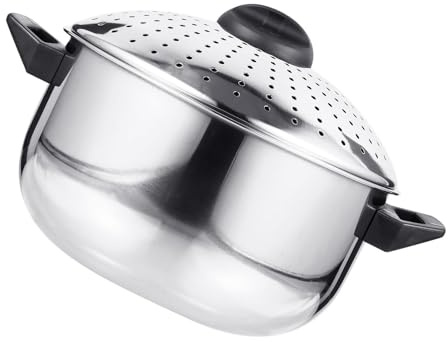 HOMSFOU Cuiseur à Nouilles en Acier Inoxydable 16 Cm Passoire Intégrée, Casserole à Pâtes Rapide pour Cuisson Uniforme, Pot à Égoutter Multifonction Adapté Usage Domestique, Ustensile