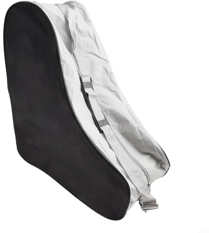 Sac de patin à glace de grande capacité avec trois compartiments, sac fourre-tout en nylon avec bandoulière réglable pour voyage, bleu (noir)