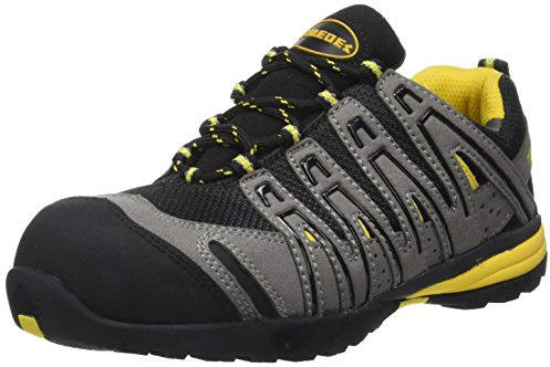 Paredes SP5027 GR44 Helio S1P SRA - Zapatos flexibles de seguridad deportivos con cordones, Negro/Gris/Amarillo, 44 EU