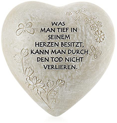com-four® Decoración de Tumba en Forma de corazón - Decoración de Tumba Resistente a la Intemperie con Mariposas - Piedra de luto Decorada con Frase Conmemorativa