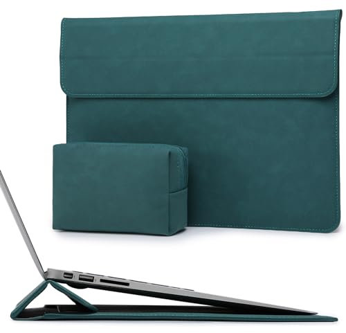 HYZUO 13,3-14 Zoll Laptop Hülle Laptophülle mit Standfunktion für MacBook Pro 14 M4/M3/M2/M1 Pro/Max 2025-2021, MacBook Pro/Air 13,3, 13,5-13,8 Surface Laptop, HP Spectre X360 13/14, Dunkelgrün