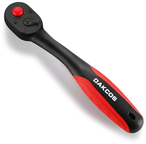 DAKCOS Umschaltknarre 3/8 Knarre Rotary Ratsche Antrieb mit 72 Zähnen aus CV-Stahl Druckknopfauslösung