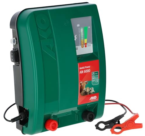 AKO Mobil Power AN 6000, Weidezaungerät Expert, 12 V Akkugerät, Input Joule: 7.00 J, max. Spannung: 12.000 V, für Zäune bis: 40 km, 5 Jahre Garantie, Made in Germany