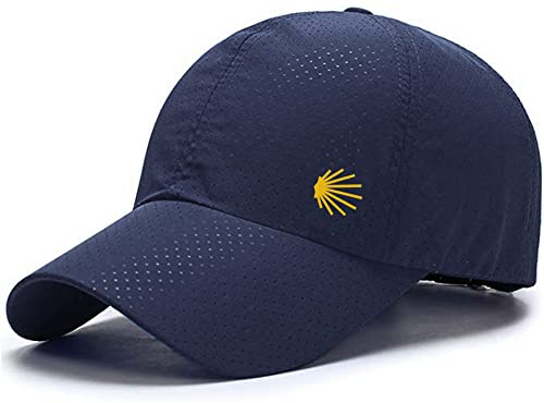 Buen Camino Gorra unisex,Gorra de base para hombres y mujeres en el camino de Santiago,Ultraligera, de secado rápido, transpirable, tamaño pequeño de paquete, azul marino, 50/60 cm