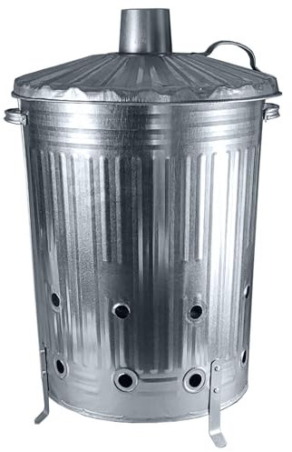 KetoPlastics 90 Litre 90L Extra Large Galvanised Metal Incinerator Recycle Garden Rubbish Fire Burning Bin Leaves Wood Burner