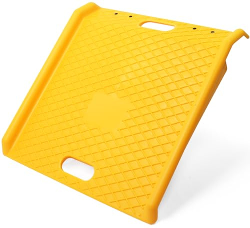 MAXXHAUL Heavy Duty Curb Portable Poly Threshold Loading Ramp-with 1000lbs Weight Capacity for Furniture Dolly Wheelchair Scooter Hand Truck Moving Cart, Yellow, Medium-Sized