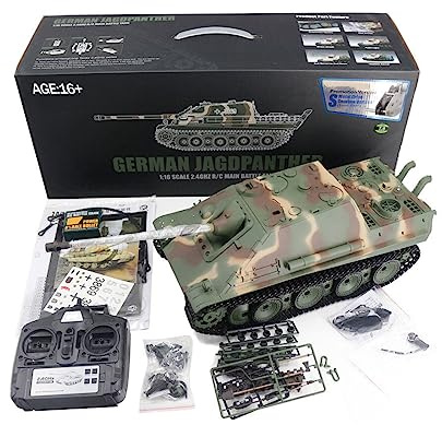 BAUBAUPLAY Char RC 1:16 2.4G Télécommandé Simulation de Leopard Allemand, Tank Véhicule Militaire avec Lumières et Sons (Version de Base)