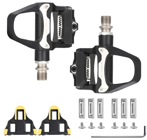 TINGSING Pedali SPD per bici da strada, leggeri pedali senza clip con tacchetti, set ampia piattaforma per BMX/MTB/Spin/Gravel/Touring/Indoor Bike 9/16