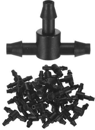 M METERXITY 25 Pezzi Raccordi A Innesto per Irrigazione A Goccia per Tubi da 1/4 Pollice Connettori A T in Plastica per Giardino/Serra/Acquario/Vaso di Fiori Accessori