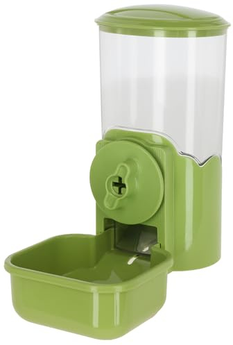 Kerbl Pet Distributore di Cibo 1000 ml, per Conigli e Piccoli Animali, Attacco a griglia, Scivolamento Automatico, Robusto, Verde, Trasparente, 11 x 20 x 20 cm