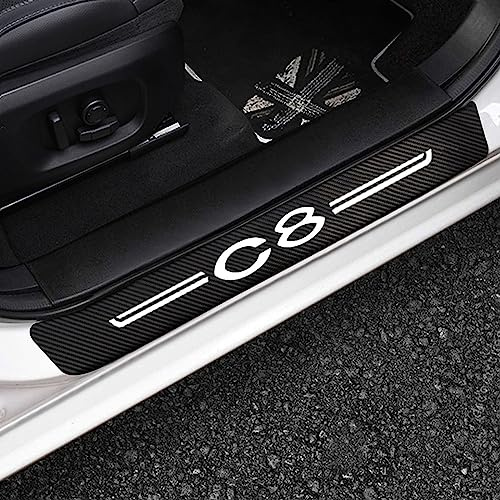 KLHYWEN 4 Piezas Molduras de Umbral Puerta Coche Fibra Carbono, para Citr-oen C8 Pegatina de Protector de Pedal de Umbral Puerta - Accesorios Decoración para Estribos,White