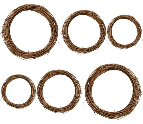 Wreath Making Supplies, 6 Christmas Wreath Rings, Grapevine and Willow Wreath Base for DIY Decorating, Plain Wreaths for Crafting, Holiday Decoration