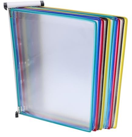 GRIRIW Organisateur Mural pour Dossiers avec Pochettes Transparentes Support Mural Fer et PVC pour Affichage de Brochures et Documents Rangement Polyvalent pour Bureau École ou Centre de