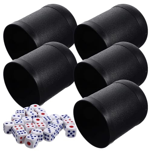 Set 5 Mini Black Plasttärningskoppar och Bärbara Tärningskoppar för Bordsspel Stängd Underhållning Party Bar