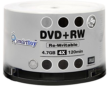 Smartbuy 100 Pack Blank DVD+RW 4x 4.7GB 120Min Branded Logo Rewritable DVD Media Disc