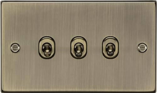 Knightsbridge CSTOG3AB Square Edge Antique Brass 10A 3G 2 Way Toggle Switch, Antique Brass