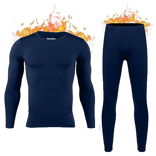 Herobiker Thermo-Unterwäsche-Set für Herren, Ski- und Winterunterwäsche, mit Fleece gefüttert - Blau - X-Groß