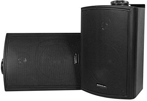 Rockville HP5S-8 BK (2) 420W 5.25 Outdoor/Indoor Wall Mount Speakers, 8-Ohm, Weather Resistant, Swivel Brackets, Paintable Grill, Perfect for Patios and Home Theater