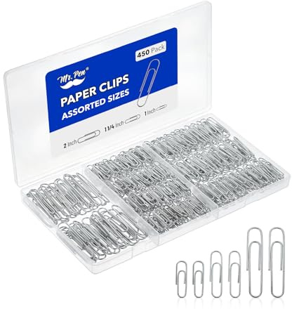 Mr. Pen Paper Clips - 450 Pack, Assorted Sizes, Silver