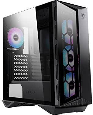 MSI MPG GUNGNIR 110R - Premium Mid-Tower Gaming PC Case - Tempered Glass Side Panel - 4 x ARGB 120mm Fans - Liquid Cooling Support up to 360mm Radiator - Two-Tone Design