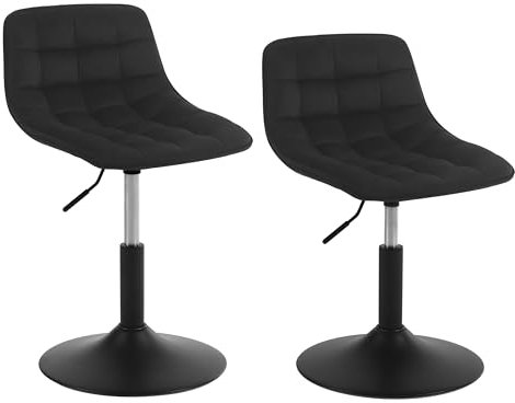 WOLTU 2er Set Verstellbarer Sitzhocker Stuhl Arbeitshocker Bürohocker Esszimmerstuhl Schminkhocker Homeoffice Kommerzieller Shop Mehrzweck 360° Schwenken Samt Schwarz Sitz 38-49.5cm Hoch