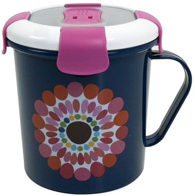 French Bull 23 oz Soup Mug With Handle and Vented Lid Food Storage-Cool Grip Leak Proof Dishwasher and Microwave Safe Lunch Travel Airtight (Dark Blue)