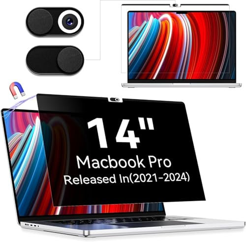 Pellicola Privacy Schermo Magnetico Compatibile con MacBook PRO 14 Pollici(2021-2024,M1,M2,M3,M4),Removable Protezione per 14 Mac Laptop Anti Luce Blu Antiriflesso