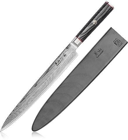 Cangshan YARI Series 10-inch Sashimi Knife with Sheath, X-7 Damascus Steel, 501295