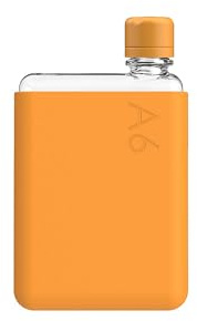 memobottle A6 (Mandarin) Bundle - 12oz (375ml) - Bottle, silicone sleeve & lid | Compact Water Bottle For Bags & Small Pockets | BPA Free Tritan | Modern, Minimalist | For Gym & Work