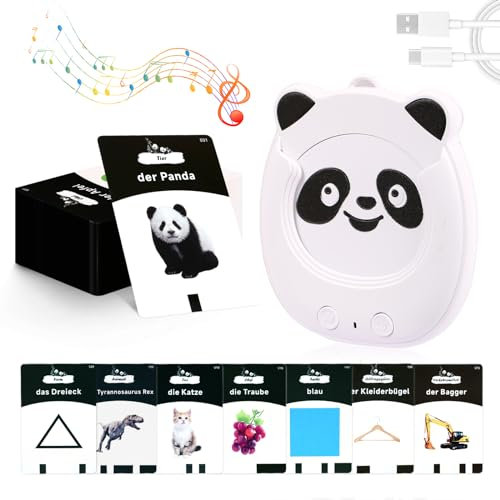 YunLone Sprechende Lernkarten Deutsch, 112 Blätter 224 Wörter für Spielzeug ab 2 3 4 5 6 Jahr, Montessori Autismus Lernspielzeug Deutsch, Interaktives Spielzeug Kinder Geschenke Panda