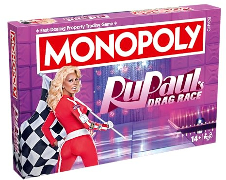 Winning Moves RuPaul's Drag Race Monopoly Jeu de société familial parfait pour 2 à 6 joueurs et fait un excellent cadeau pour les fans âgés de 14 ans et plus