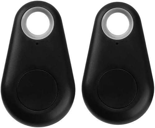 2pcs Smart Bluetooth 4.0 Key & Item Finder GPS Integration Item Locator, Wireless GPS Tracker for Keys, Wallet, Luggage, Pets & More Anti-Lost, Water-Resistant, Replaceable Battery (Black)