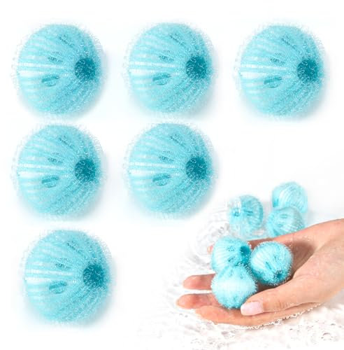 6 Stück Tierhaarentferner Waschmaschine, Fusselball Wiederverwendbar 3,5 cm, Fusselbälle Waschmaschine, Wäscheball Entfernt Fusseln, Tierhaare, Flusen, blau
