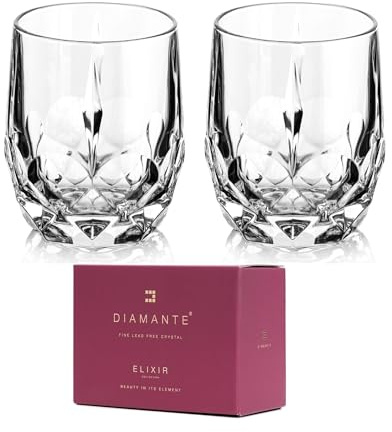 DIAMANTE Zenith Short Glass Tumblers - Premium Crystal - Set of 2
