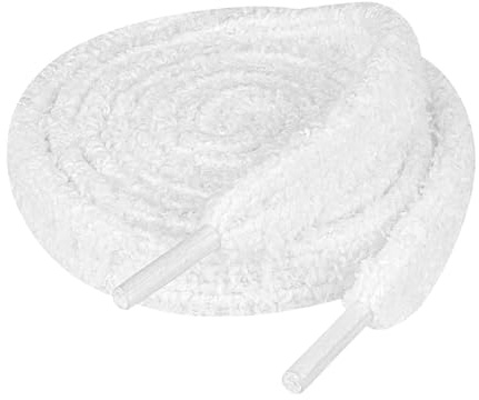 Endoto 16MM Lacet Fluffy Peluche pour Chaussures, Lacets Plush Fourrure épaisses Furry Fuzzy Shoelaces Laces - Blanc, 45 Pouces