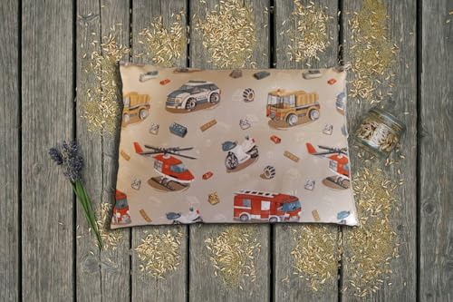 Natura – Cuscino erbe per bambini 50 x 34 cm con farro e 9 erbe | rivestimento in cotone biologico | poliziotto - pompiere | per un sonno tranquillo | idea regalo