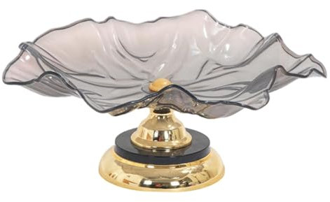 F Fityle Bol à fruits Panier à pied plateau de service, porte-plate-forme de service, assiette d'affichage de collation de dessert à plat de nourriture, Feuille de Lotus