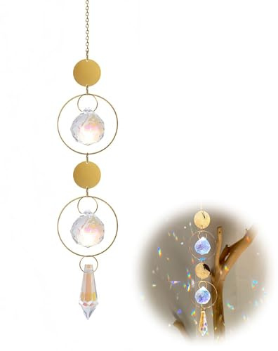 ARYIMYDP Atrapasoles de Cristal Colgante con Prisma, Campanillas de Viento para Ventana Jardín, Luz Arcoíris Decoración Interior Exterior Regalo de Bodas Cumpleaños