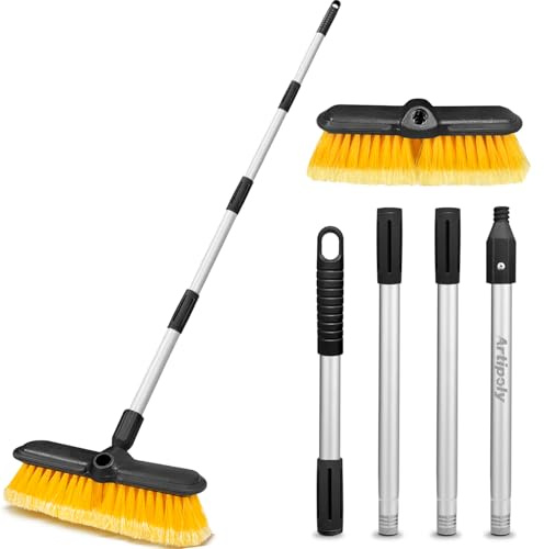 ARTIPOLY Autowaschbürste mit Stiel Langem,25cm weiche Bürste, 151cm, Gelb