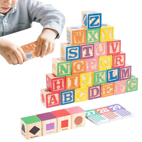 Generico di numeri - Set di di numeri di lettere 'alfabeto in legno, giocattolo da costruzione educativo deluxe da 50 pezzi,i di apprendimento a forma di colore | Sala giochi per