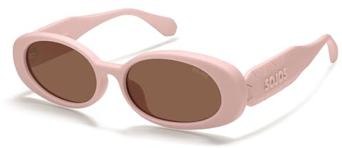 SOJOS Ocean Collection - Occhiali da sole polarizzati ovali retrò, per bambini, ragazze, ragazzi, montatura in plastica riciclata, luce solare, S, Rosa/Marrone, Kid